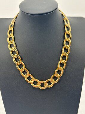 Vintage Monet Gold Chunky Double Curb Chain Necklace 80s Statement Mob Wife Y2K